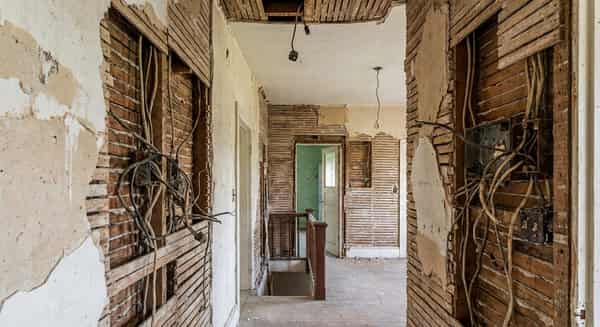 Damaged wiring before repair