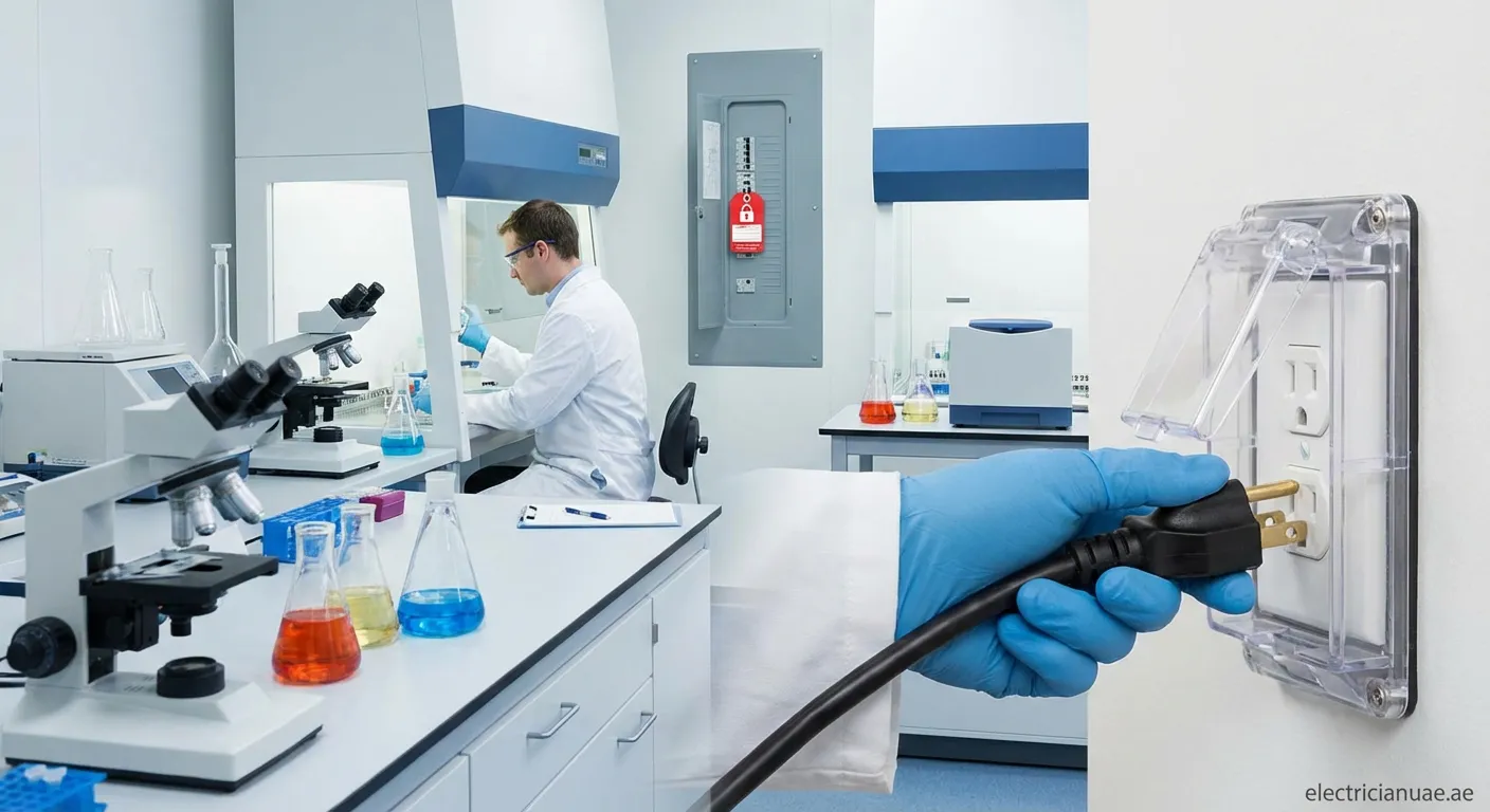 Electrical panel in biotechnology laboratory