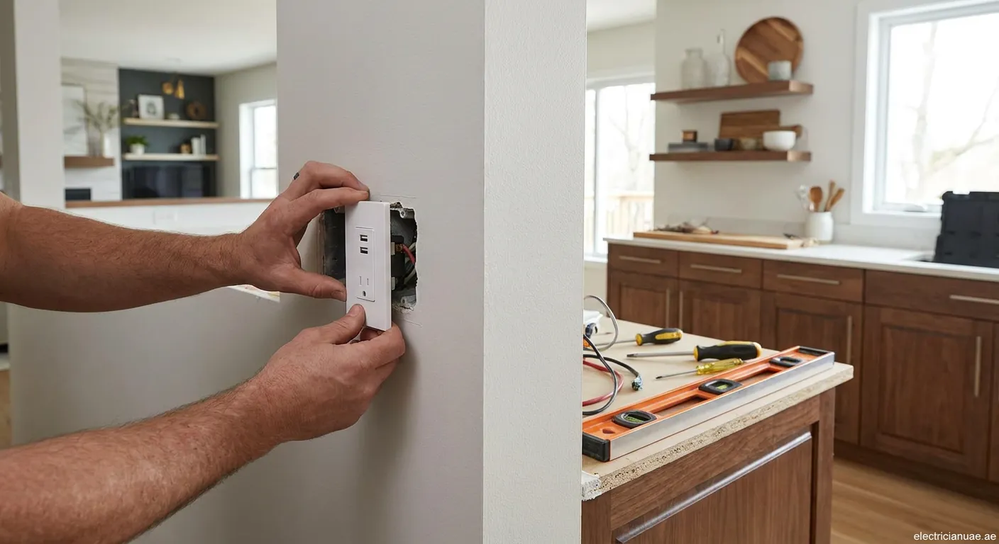 USB wall outlet installation in modern home
