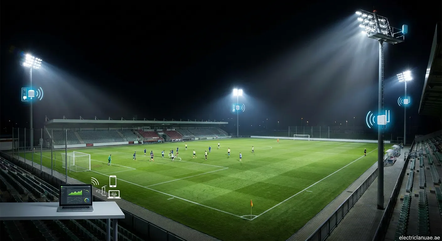 Smart Lighting for Sports Fields illuminating a soccer pitch at night